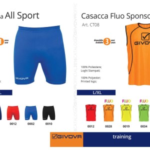 Odzież treningowa Givova Bermuda All Sport i Casacca Fluo Sponsor