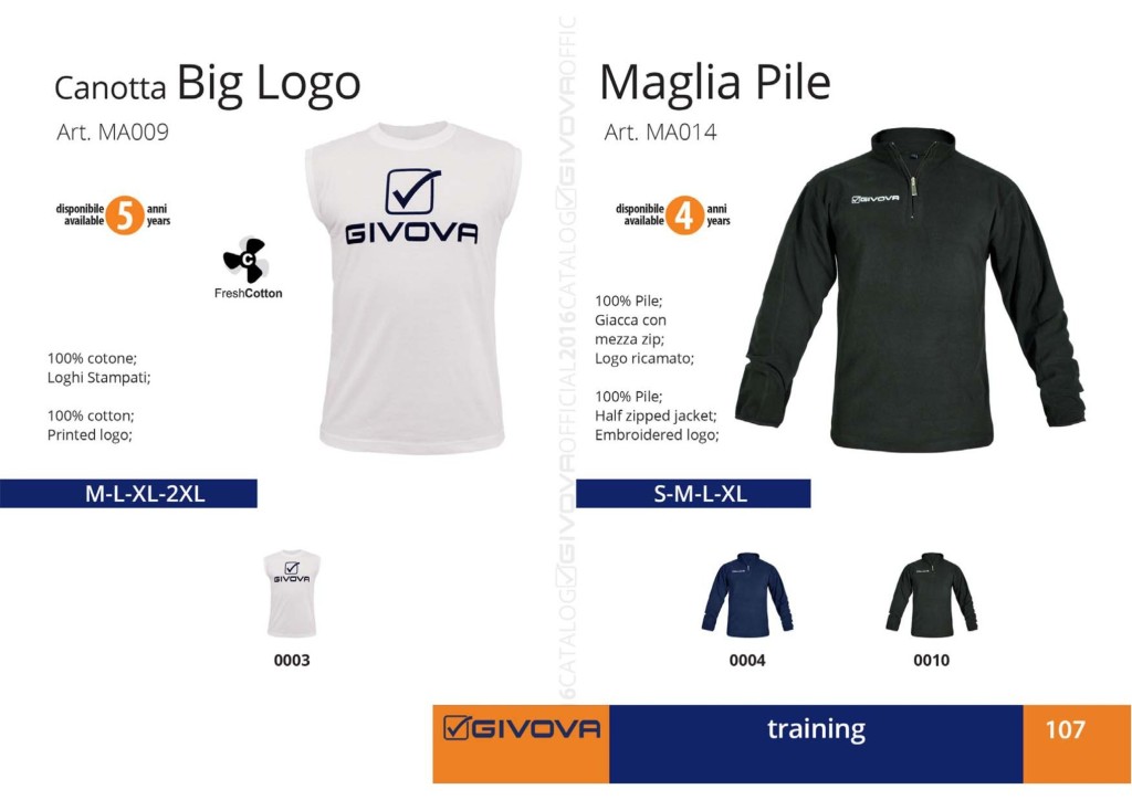 Odzież treningowa Givova Canotta Big Logo, Maglia Pile