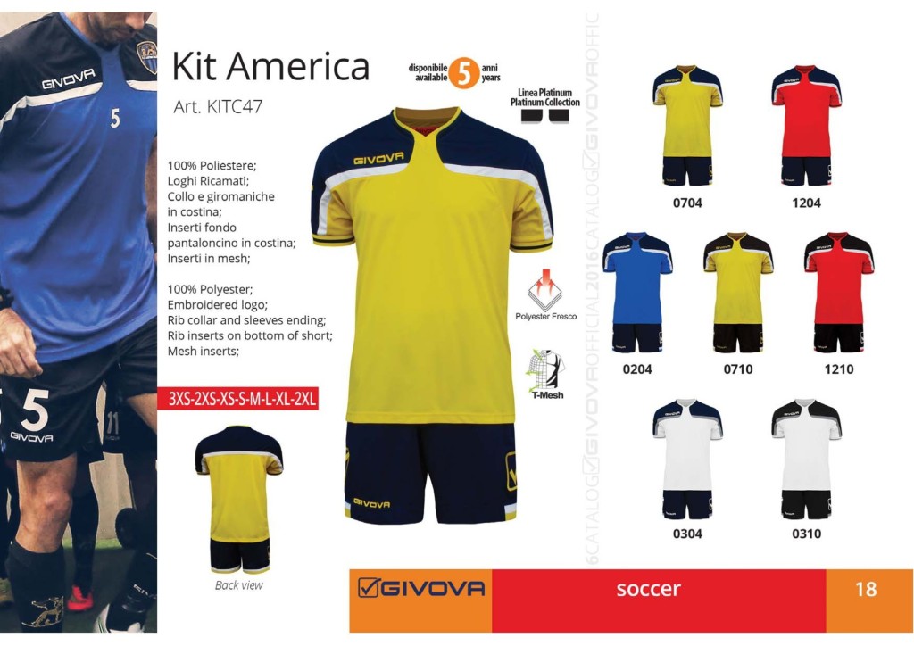 Komplety piłkarskie Givova Kit America