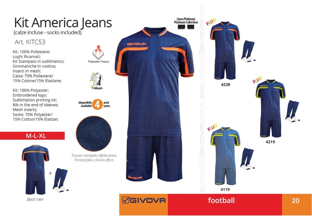 Komplety piłkarskie Givova Kit America Jeans