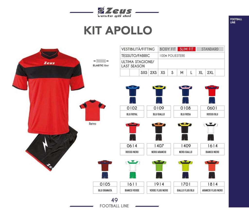 Komplety piłkarskie Zeus Kit Apollo