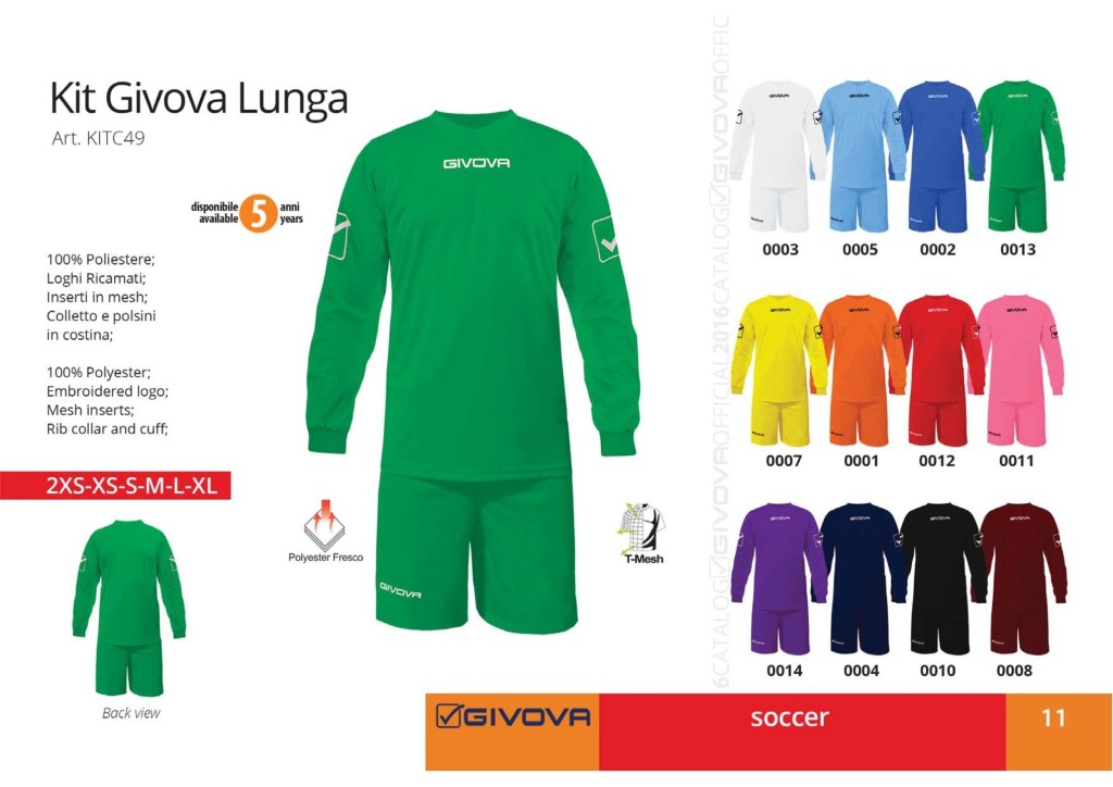 Komplety piłkarskie Kit Givova Lunga