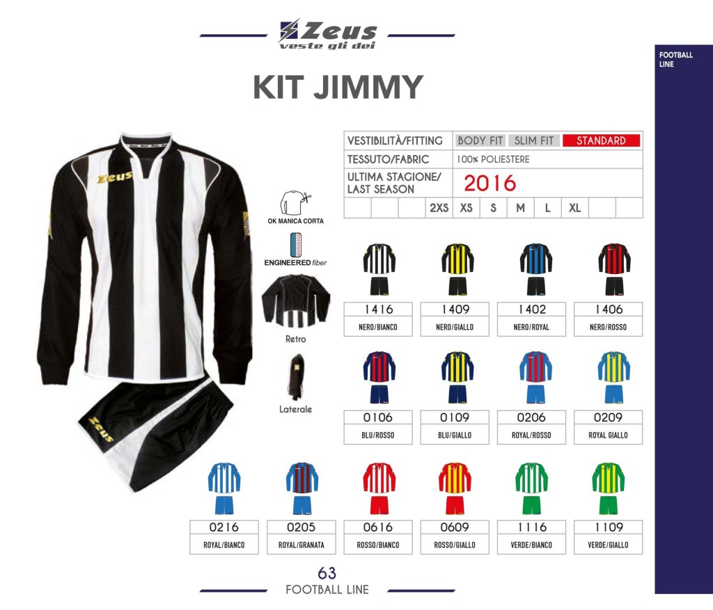 Komplety piłkarskie Zeus Kit Jimmy