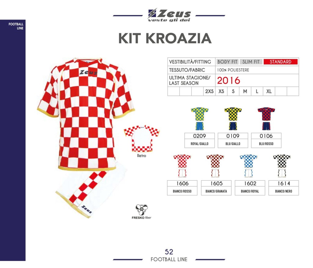 Stroje piłkarskie Zeus Kit Kroazia