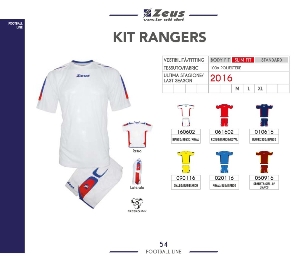 Stroje piłkarskie Zeus Kit Rangers