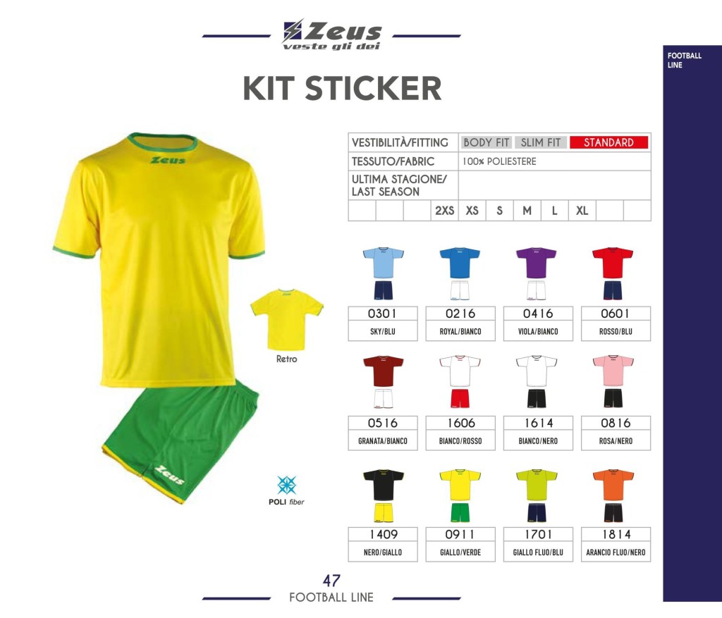 Komplety piłkarskie Zeus Kit Sticker