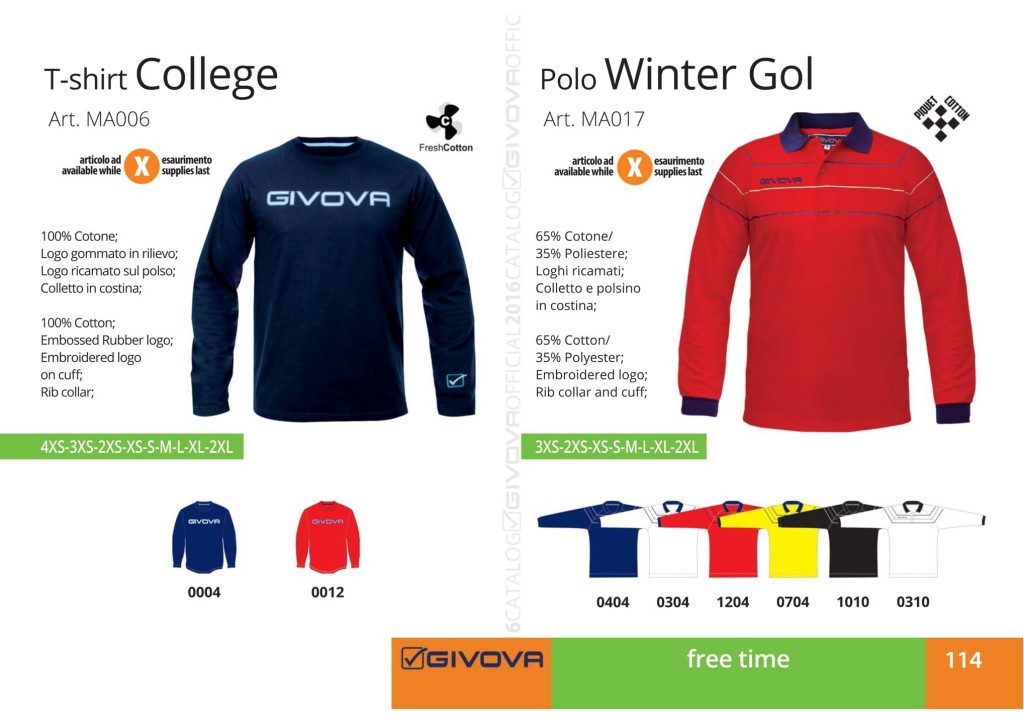 Odzież Givova Relax T-shirt College i Polo Winter Gol