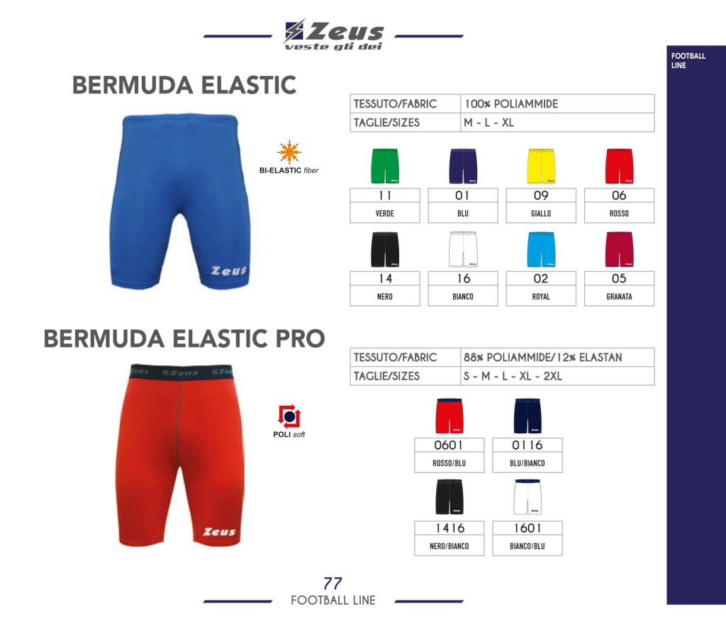 Komplety piłkarskie Zeus Bermuda Elastic i Bermuda Elastic Pro