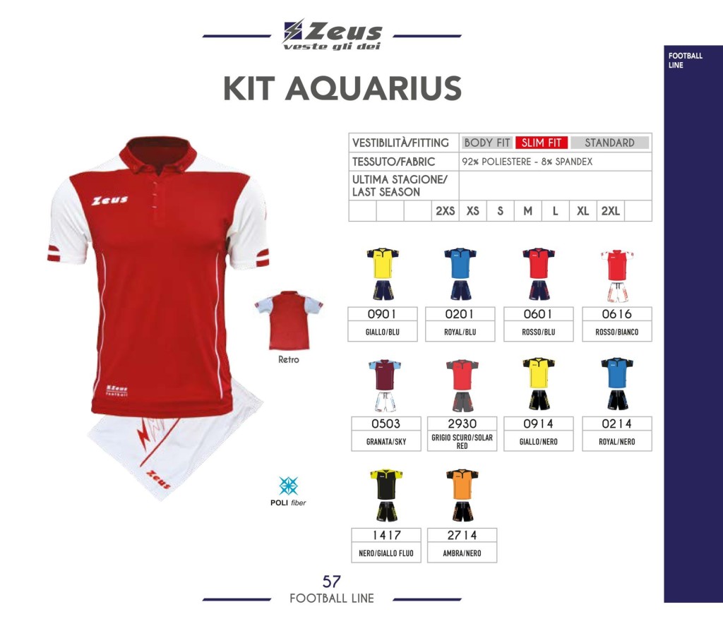 Komplety piłkarskie Zeus Kit Aquarius
