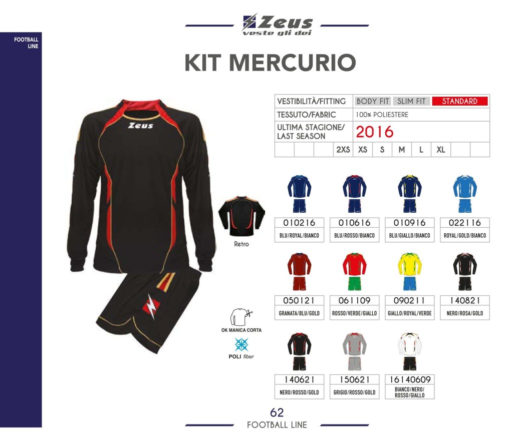 Stroje piłkarskie Zeus Kit Mercurio