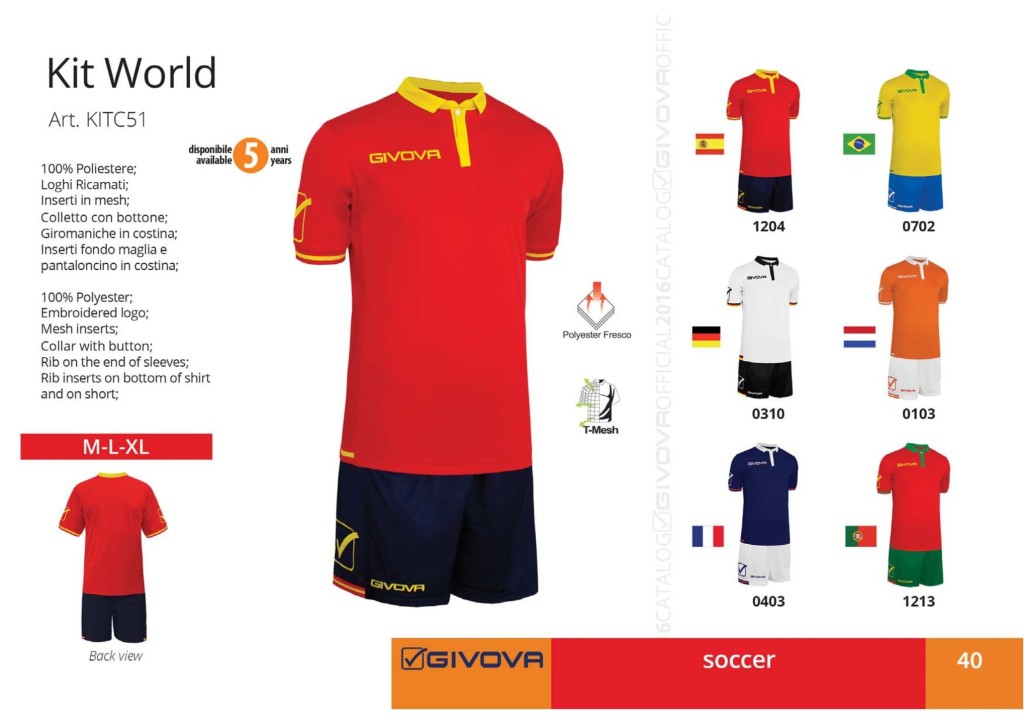 Komplety piłkarskie Givova Kit World