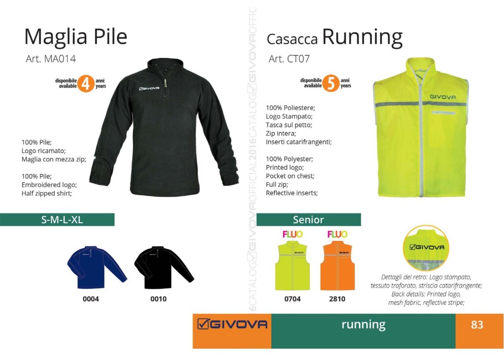 Komplety do biegania Givova Maglia Pile Casacca Running